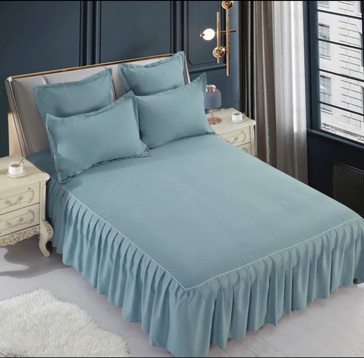 Lenjerie din Bumbac Fin 6 Piese cu volane