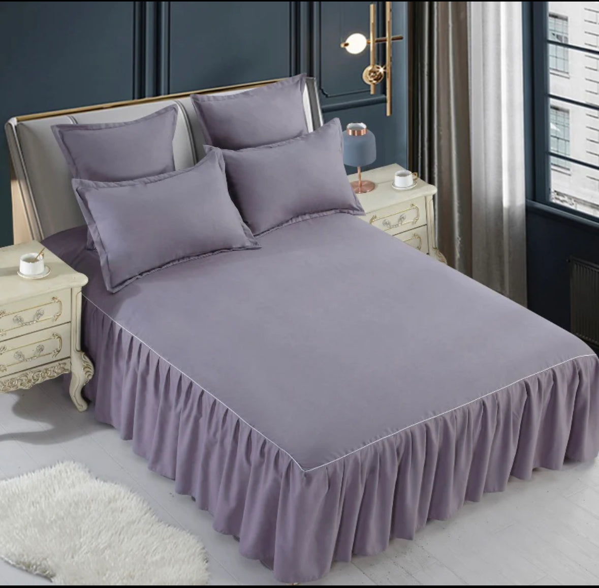 Lenjerie din Bumbac Fin 6 Piese cu volane