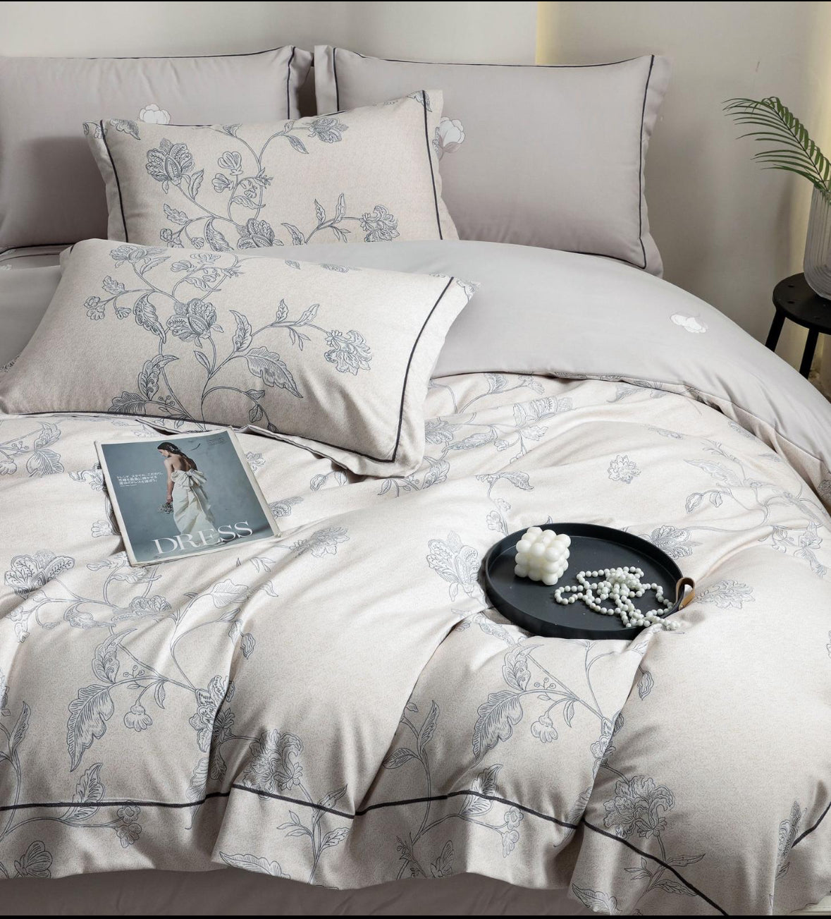 Eleganta minimalista-Set Lenjerie de Pat 6 Piese Moale si Confortabil