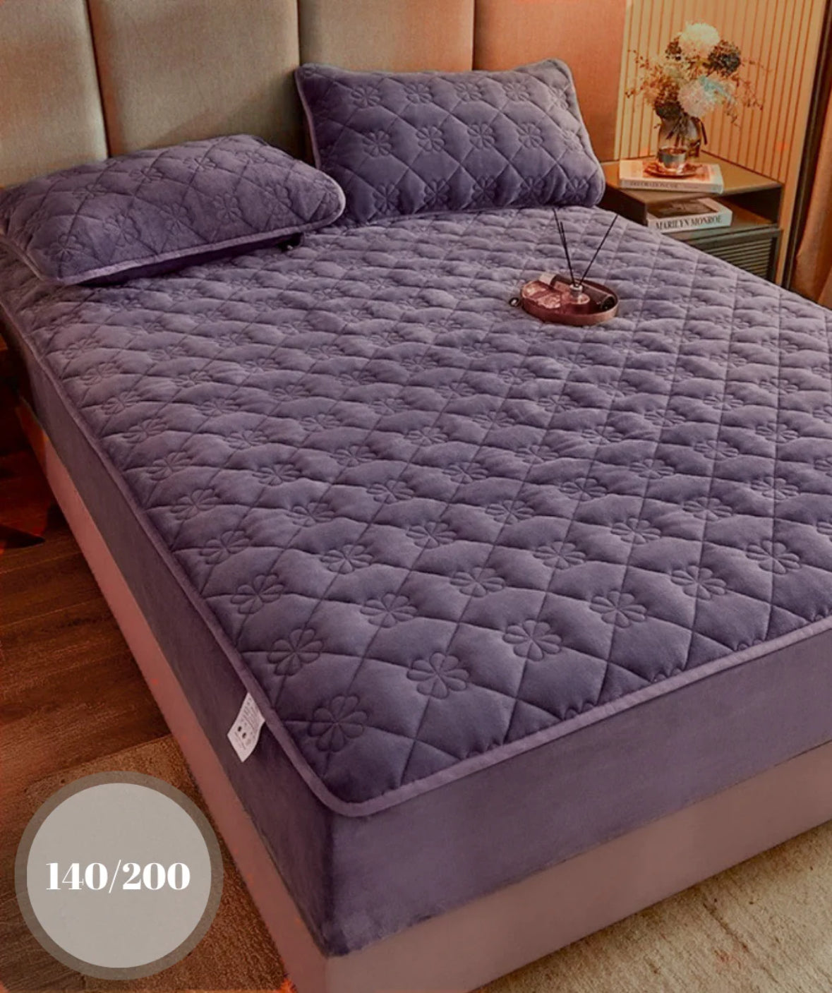 Topper 140/200 pentru saltea cu elastic,+2 fete de perna