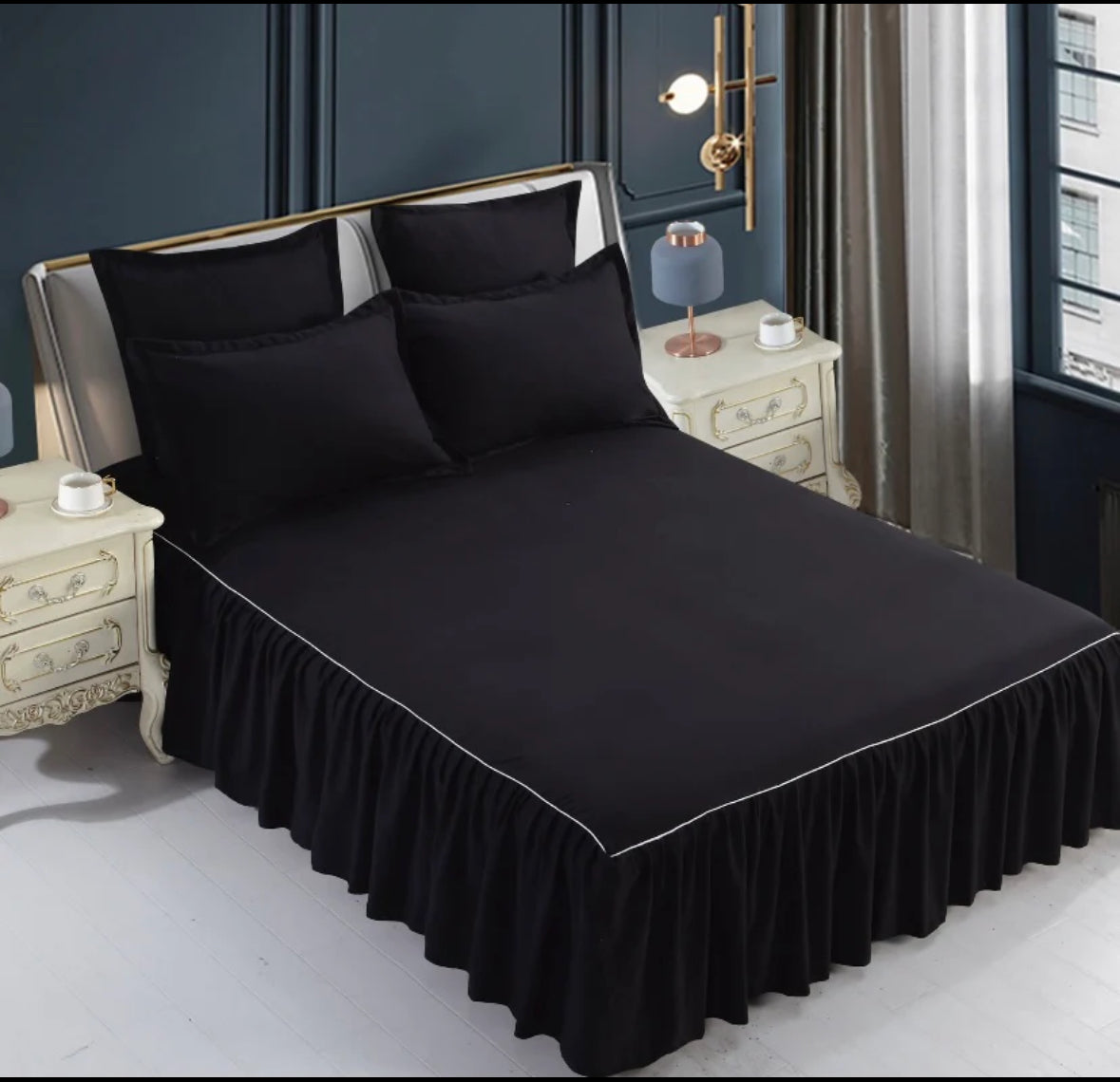 Lenjerie din Bumbac Fin 6 Piese cu volane