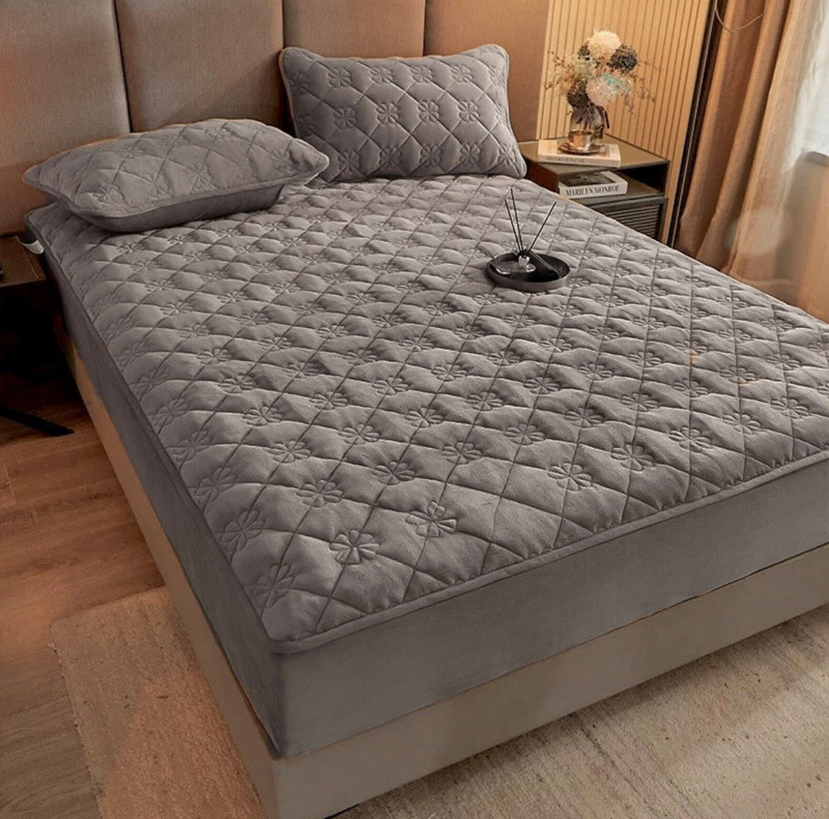 Topper 160/200 pentru saltea cu elastic,+2 fete de perna