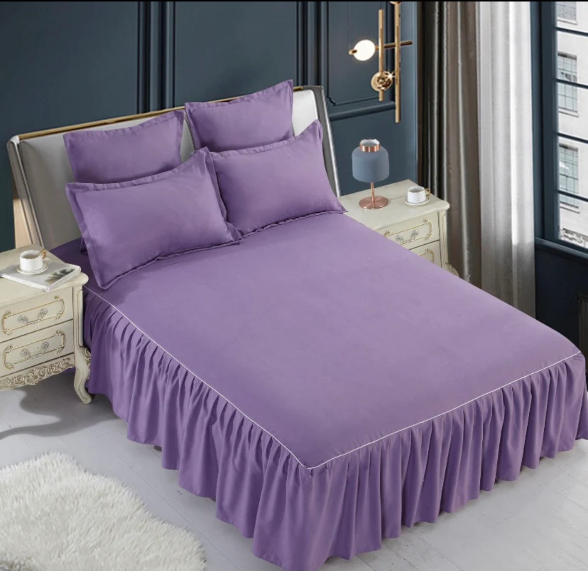 Lenjerie din Bumbac Fin 6 Piese cu volane