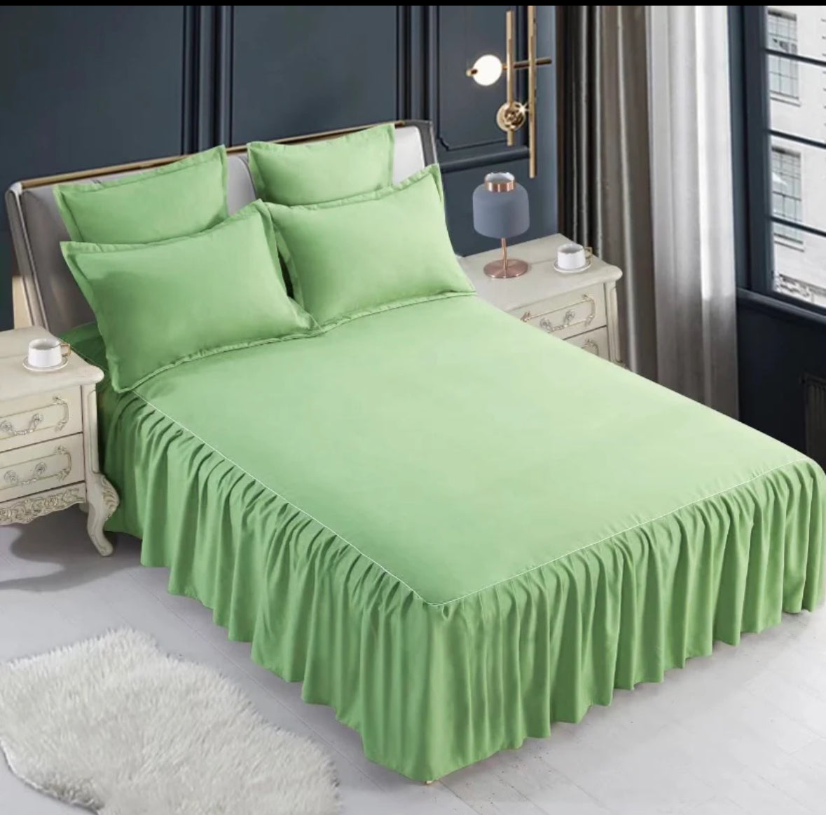 Lenjerie din Bumbac Fin 6 Piese cu volane