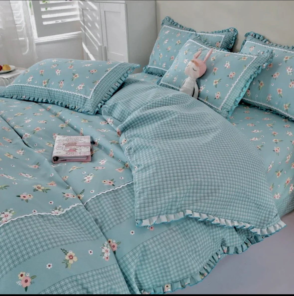 Lenjerie din Bumbac Fin 4 Piese cu volane