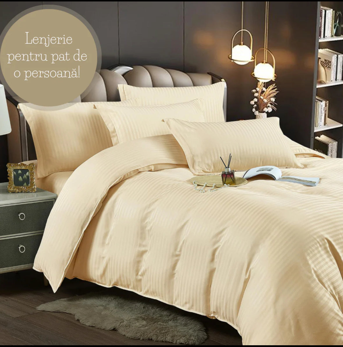 Lenjerie de pat o persoana,155/230 Damasc Deluxe,4 piese