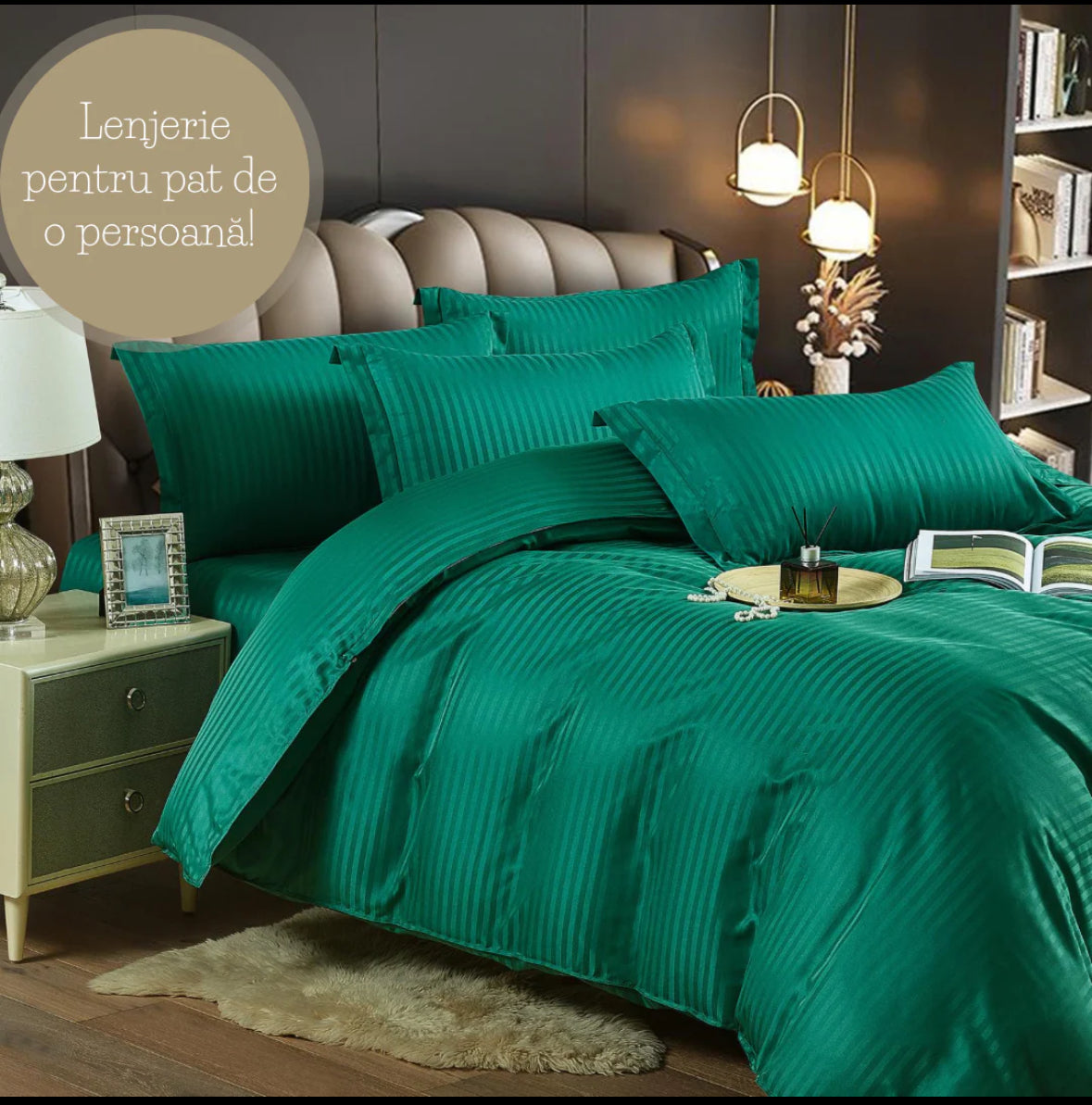 Lenjerie de pat o persoana,155/230 Damasc Deluxe,4 piese