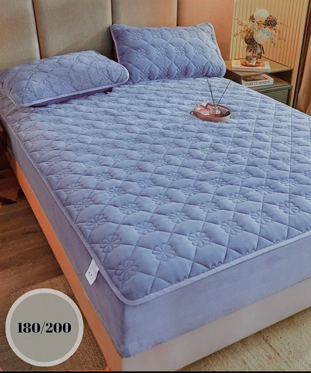 Topper Saltea 180/200 cm cu Elastic + 2 Fețe de Pernă