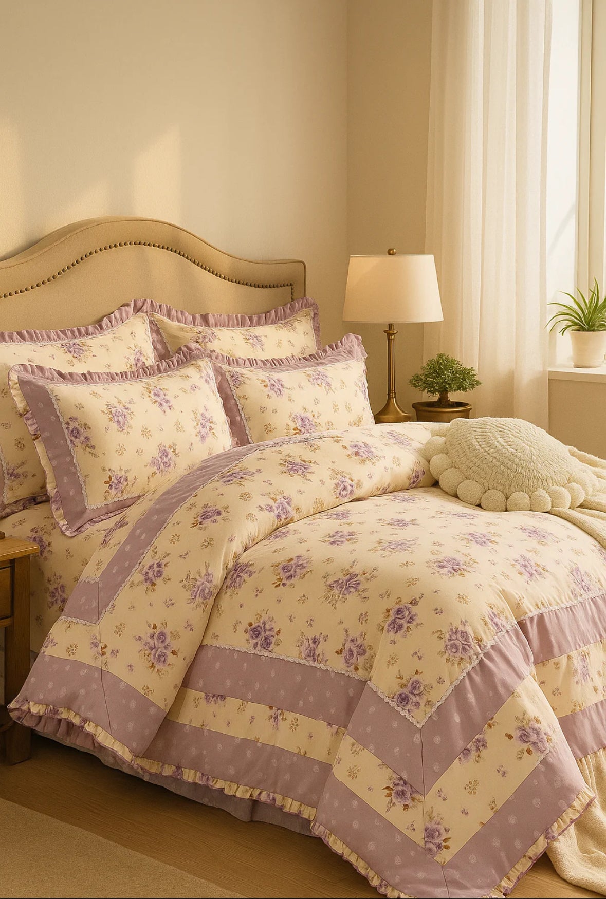 Lenjerie din Bumbac Fin 4 Piese cu volane