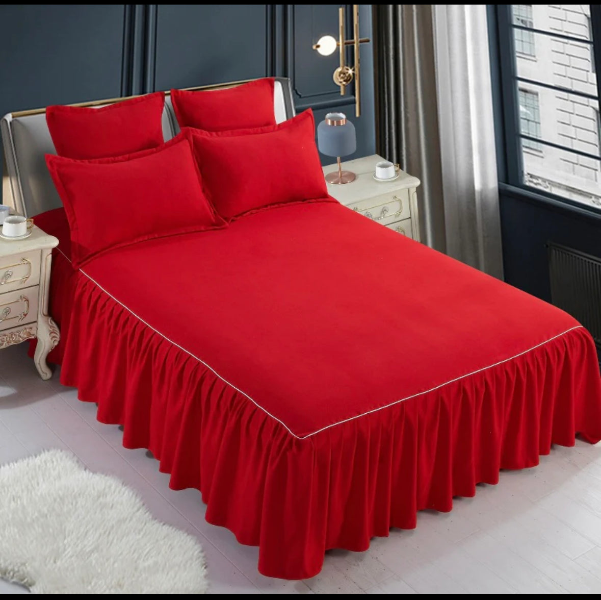 Lenjerie din Bumbac Fin 6 Piese cu volane