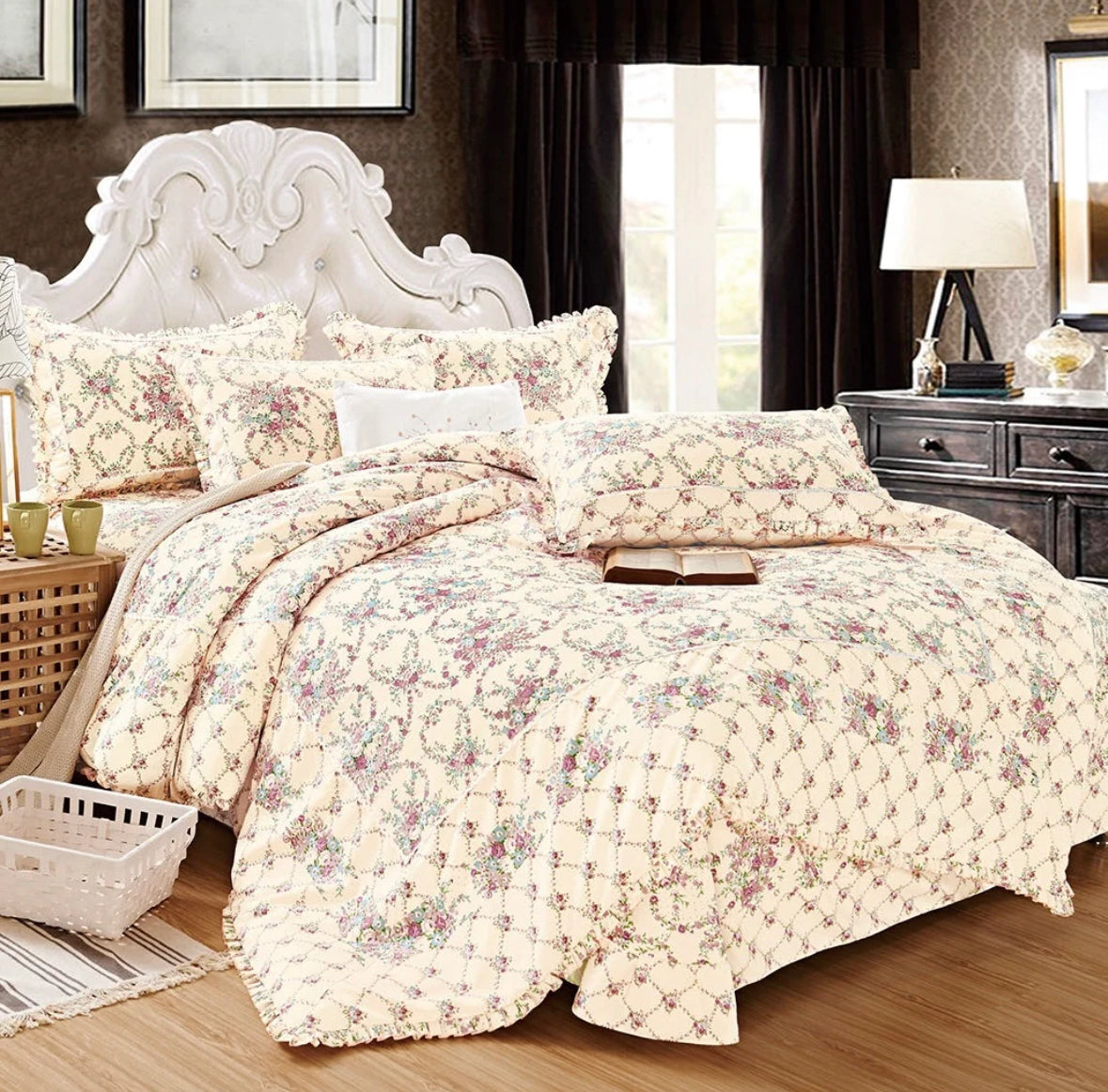 Lenjerie din Bumbac Fin 4 Piese cu volane