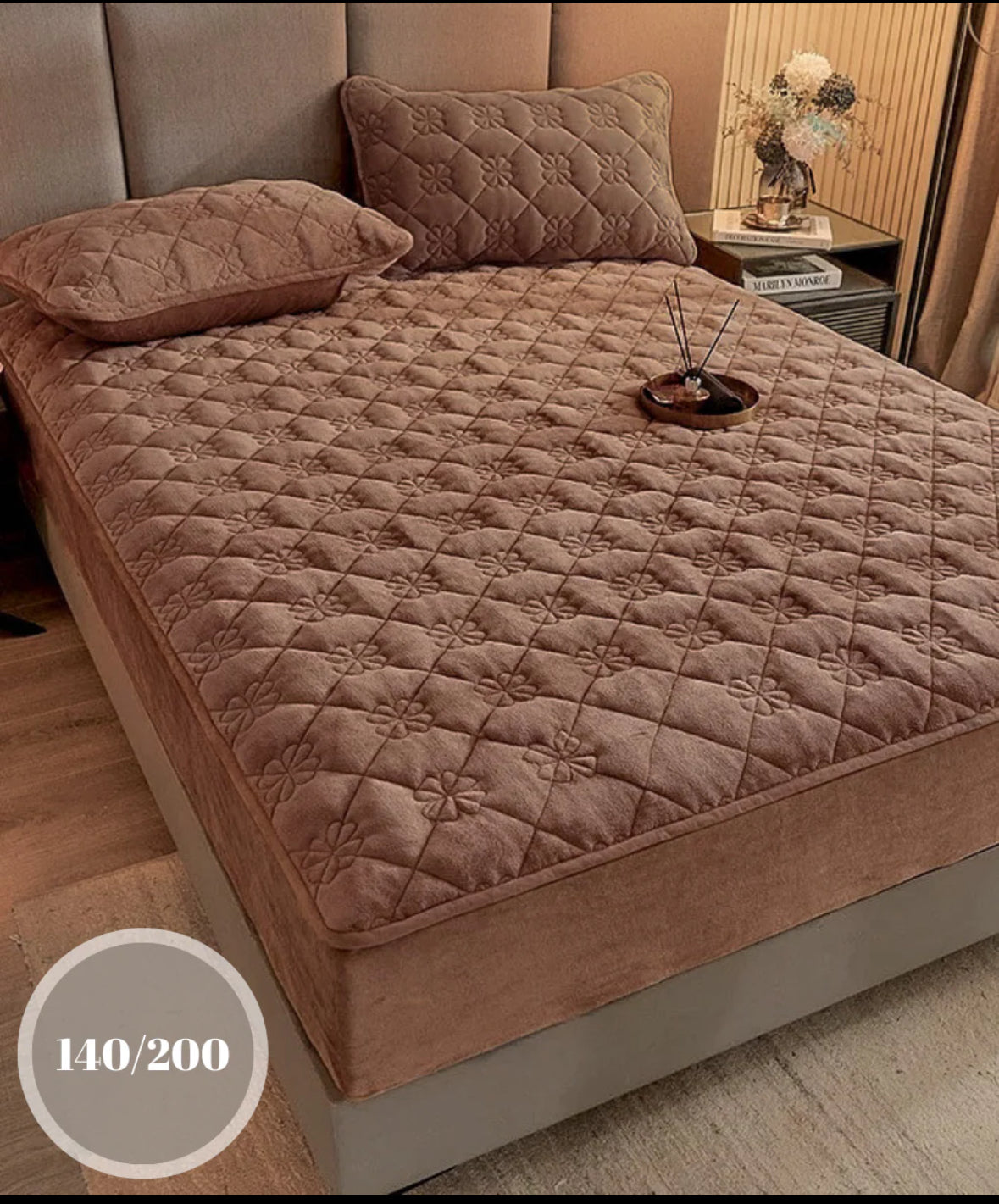 Topper Saltea 140/200 cm cu Elastic + 2 Fețe de Pernă
