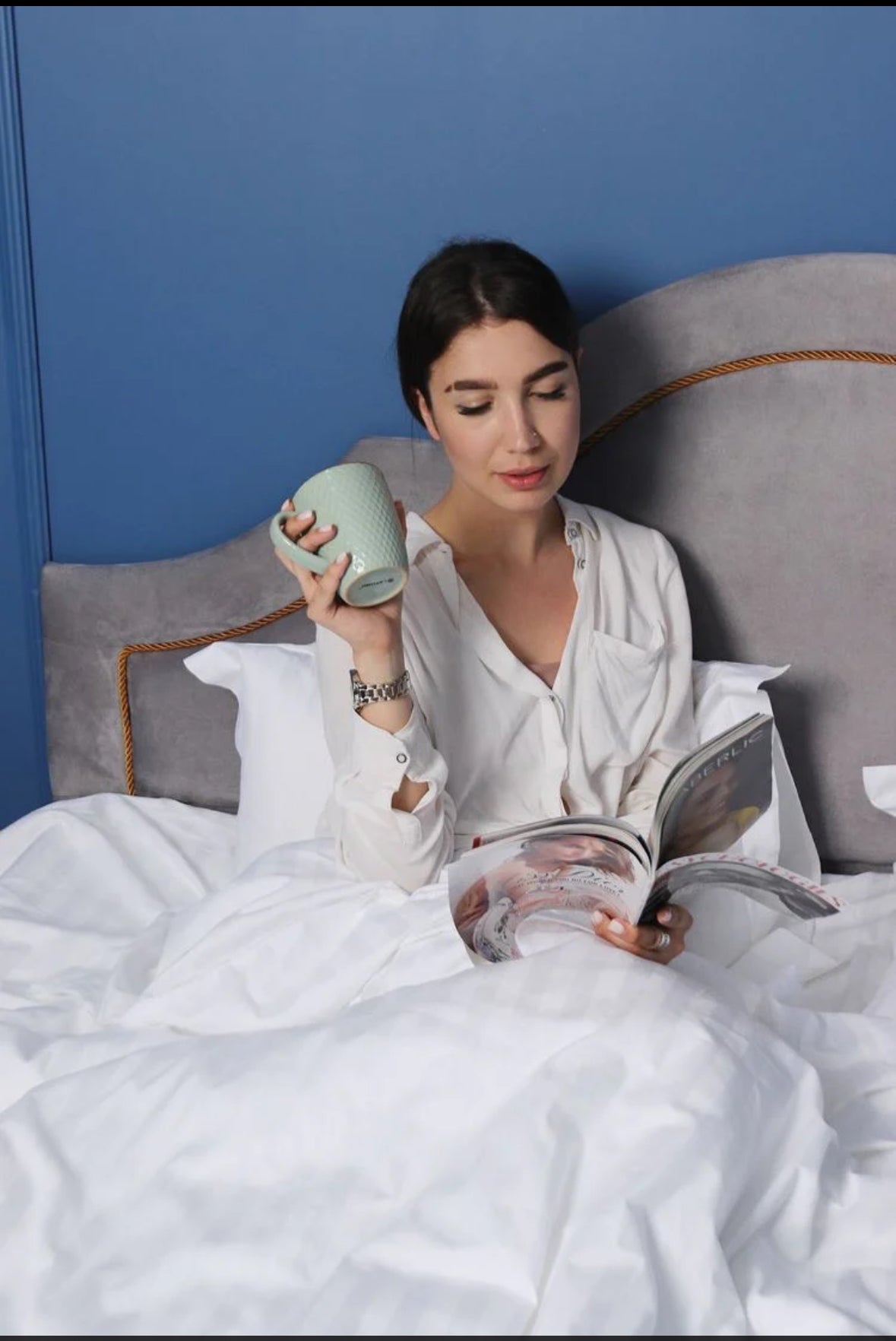 Lenjerie pat dublu,180/200,Damasc Finetat DeLux cu ELASTIC,6 piese