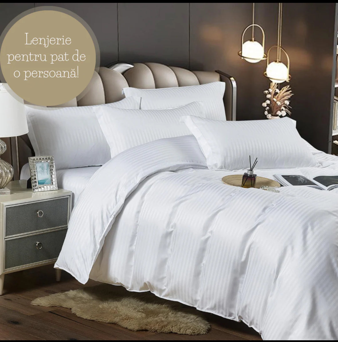 Lenjerie de pat o persoana,155/230 Damasc Deluxe,4 piese