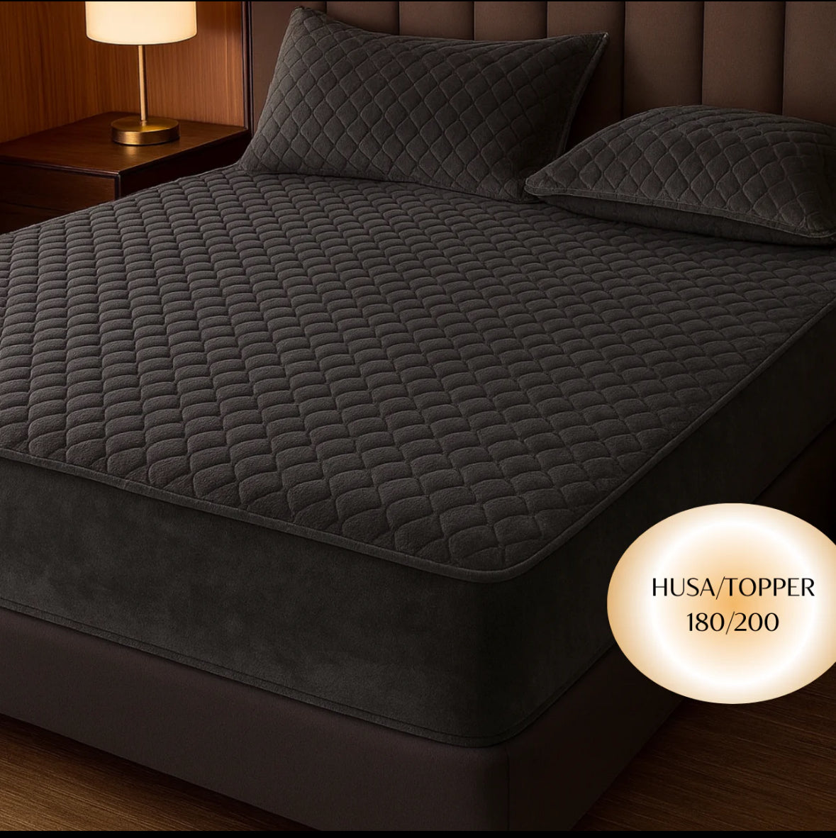 Topper 180/200 pentru saltea cu elastic,+2 fete de perna