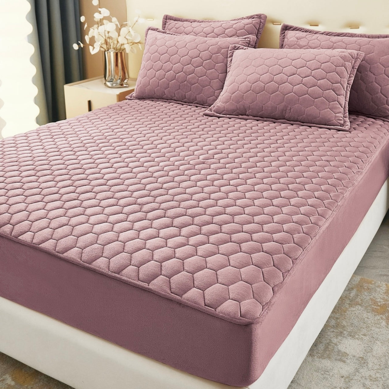 Topper 160/200 pentru saltea cu elastic,+2 fete de perna