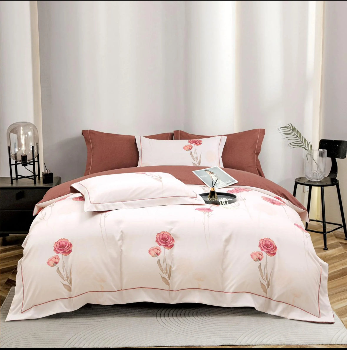 Simplitatea in Nuante Romantice-Set Lenjerie de Pat 6 Piese Moale si Confortabil