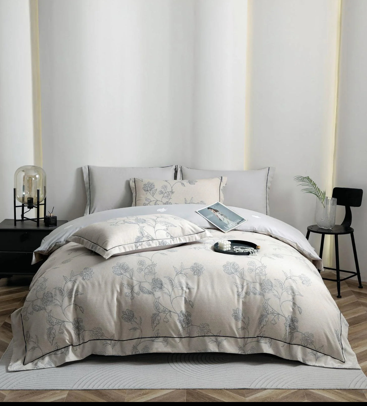 Eleganta minimalista-Set Lenjerie de Pat 6 Piese Moale si Confortabil