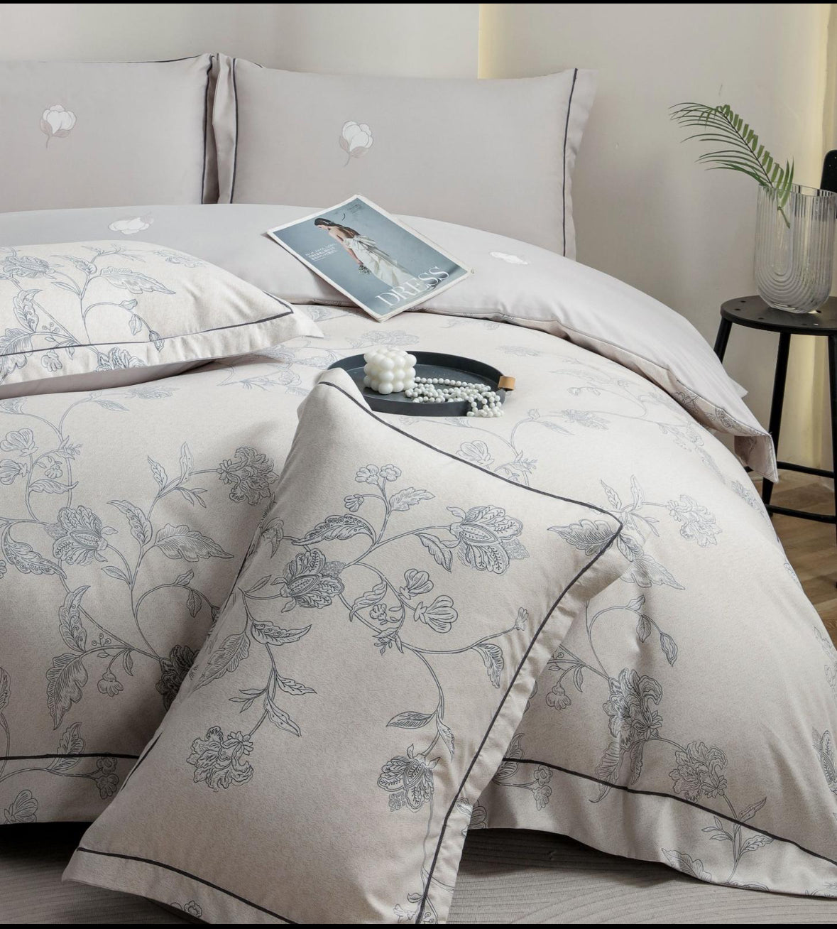 Eleganta minimalista-Set Lenjerie de Pat 6 Piese Moale si Confortabil