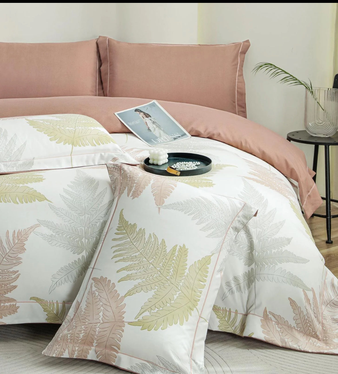 Frunze de feriga-Set Lenjerie de Pat 6 Piese Moale si Confortabil