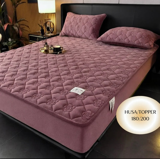 Topper 180/200 pentru saltea cu elastic,+2 fete de perna