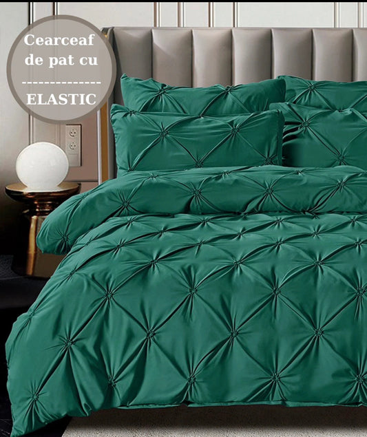 Lenjerie de pat elastic,cu PLIURI,6 piese