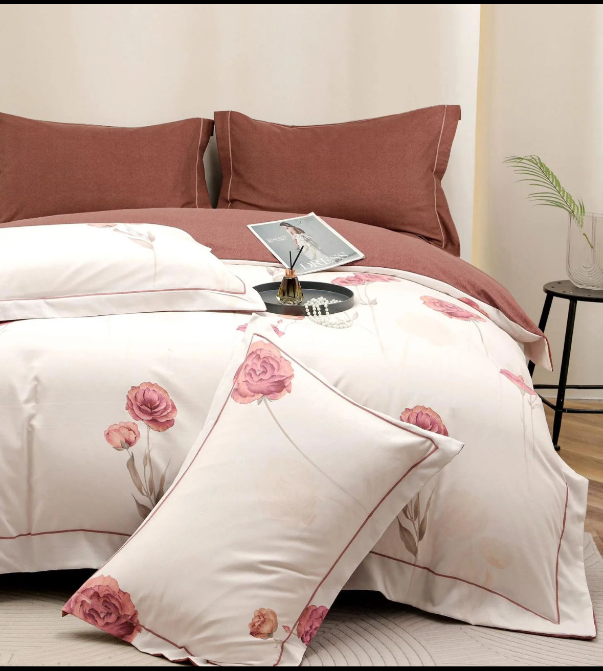 Simplitatea in Nuante Romantice-Set Lenjerie de Pat 6 Piese Moale si Confortabil