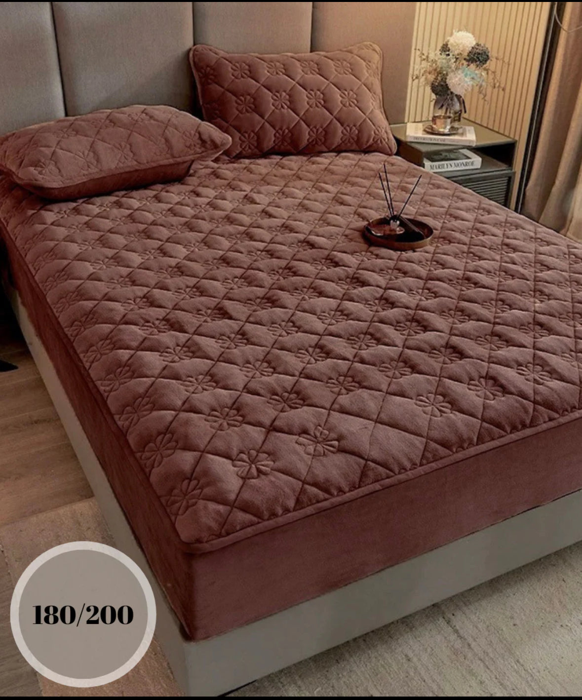 Topper Saltea 180/200 cm cu Elastic + 2 Fețe de Pernă