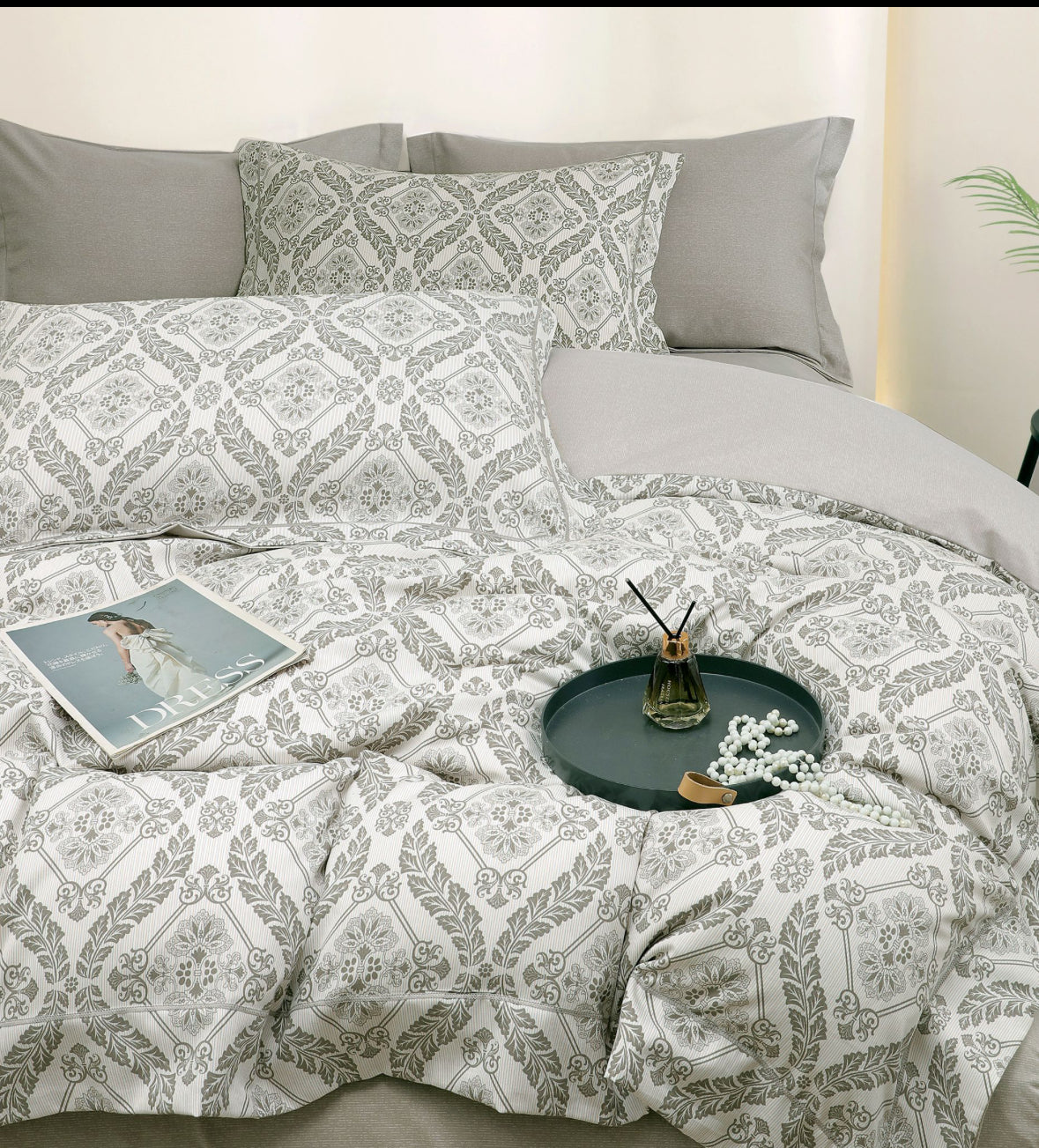 Eleganta atemporala-Set Lenjerie de Pat 6 Piese Moale si Confortabil