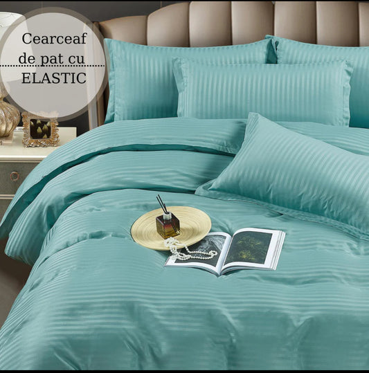 Lenjerie HoReCa,180/200,Damasc DeLux cu ELASITC,6 piese