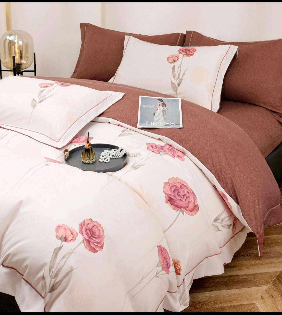 Simplitatea in Nuante Romantice-Set Lenjerie de Pat 6 Piese Moale si Confortabil