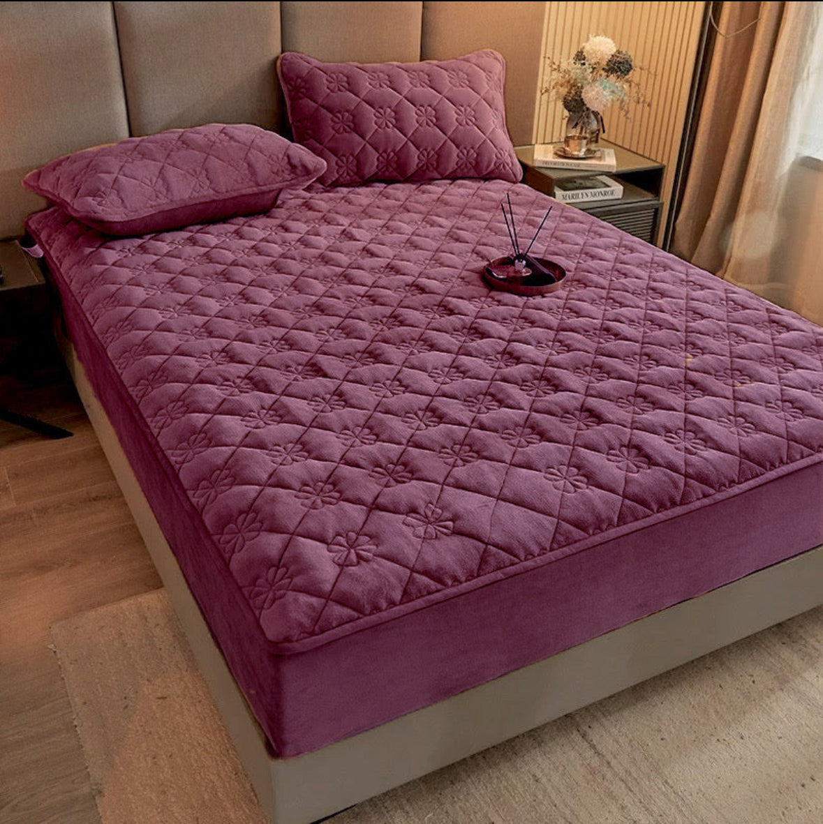 Topper Saltea 160/200 cm cu Elastic + 2 Fețe de Pernă