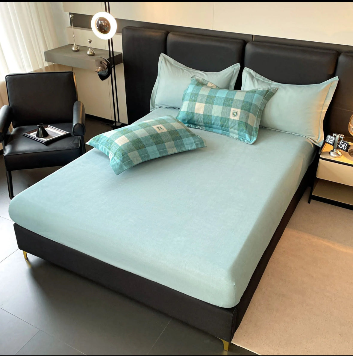 Accente geometrice-Set Lenjerie de Pat 6 Piese Moale si Confortabil