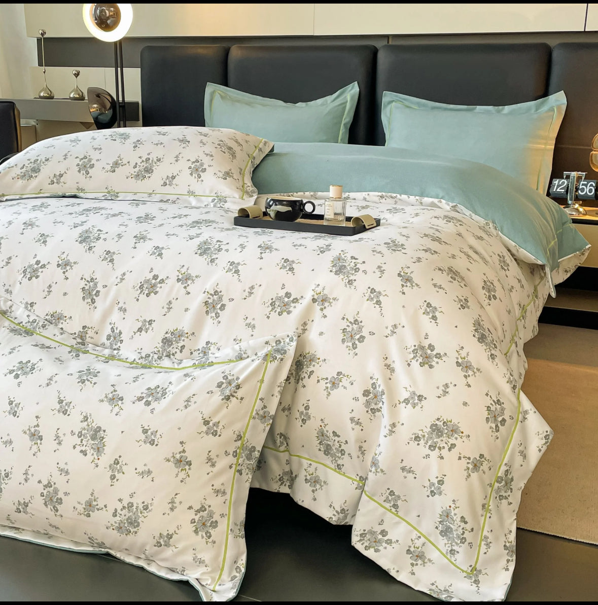 Eleganta Florala-Set Lenjerie de Pat 6 Piese Moale si Confortabil