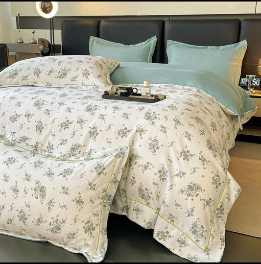 Eleganta Florala-Set Lenjerie de Pat 6 Piese Moale si Confortabil