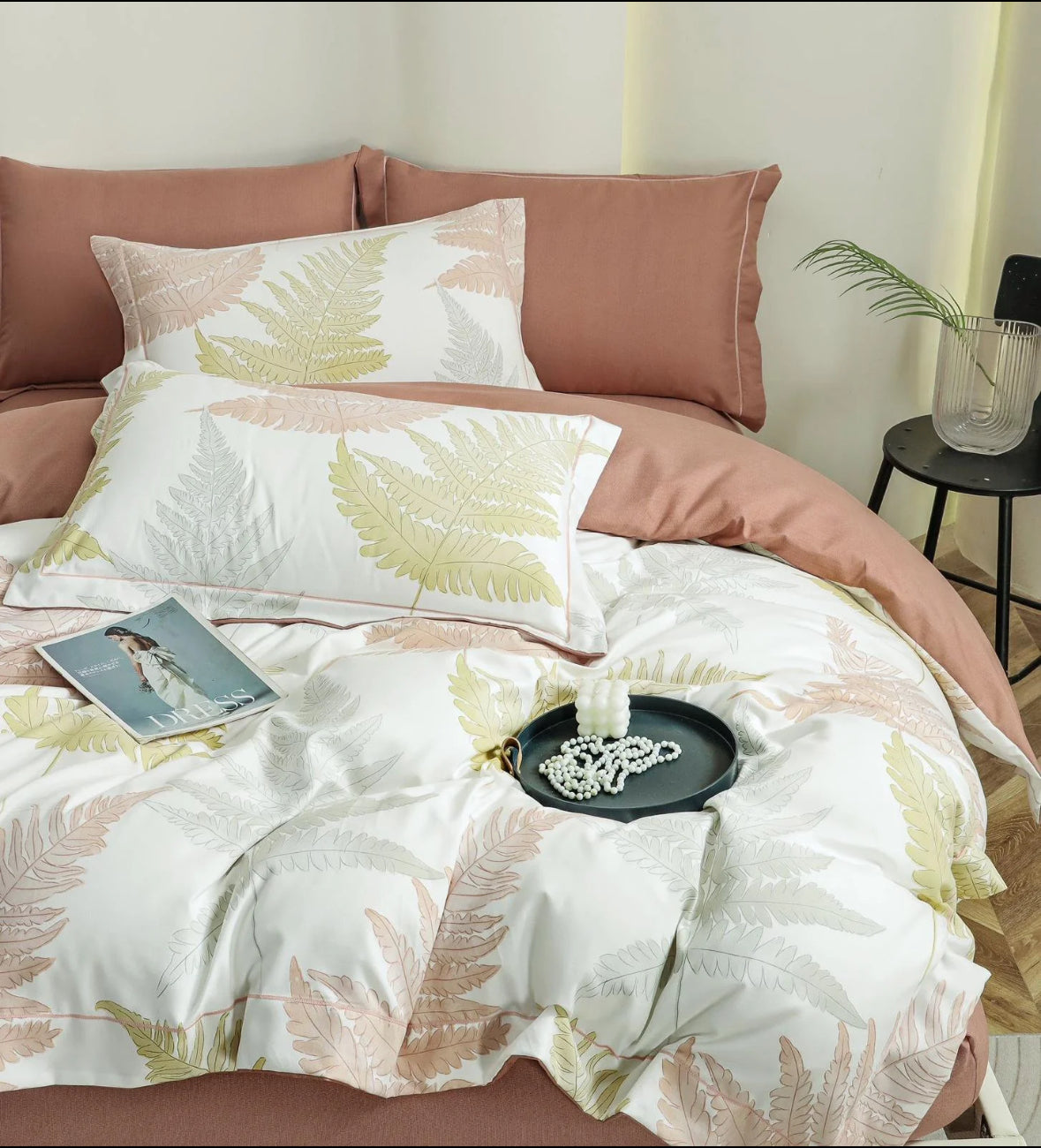 Frunze de feriga-Set Lenjerie de Pat 6 Piese Moale si Confortabil