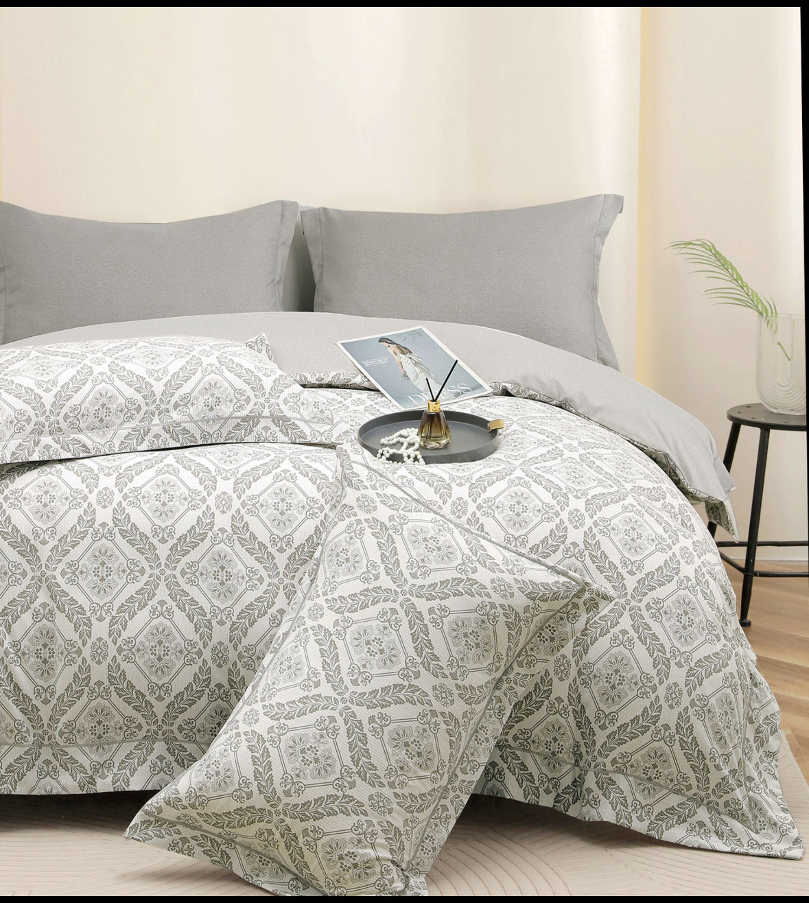 Eleganta atemporala-Set Lenjerie de Pat 6 Piese Moale si Confortabil