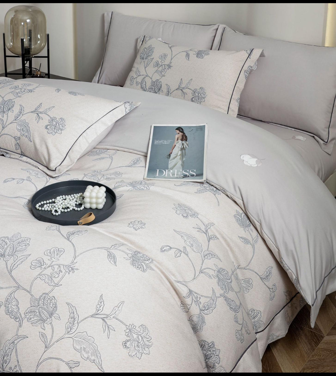 Eleganta minimalista-Set Lenjerie de Pat 6 Piese Moale si Confortabil