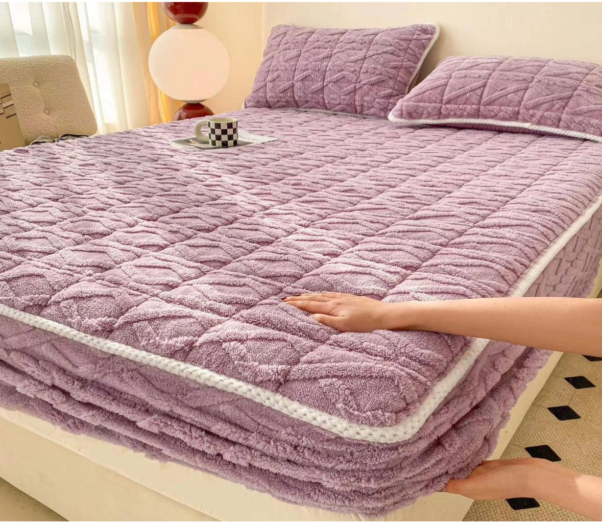 Husa/Topper saltea cu elastic,mov lila 160x200