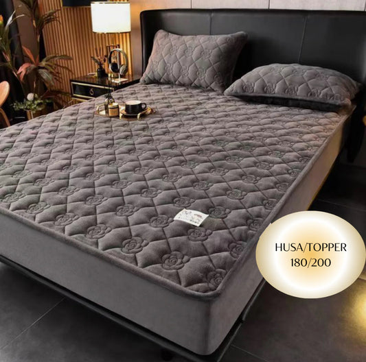 Topper 180/200 pentru saltea cu elastic,+2 fete de perna