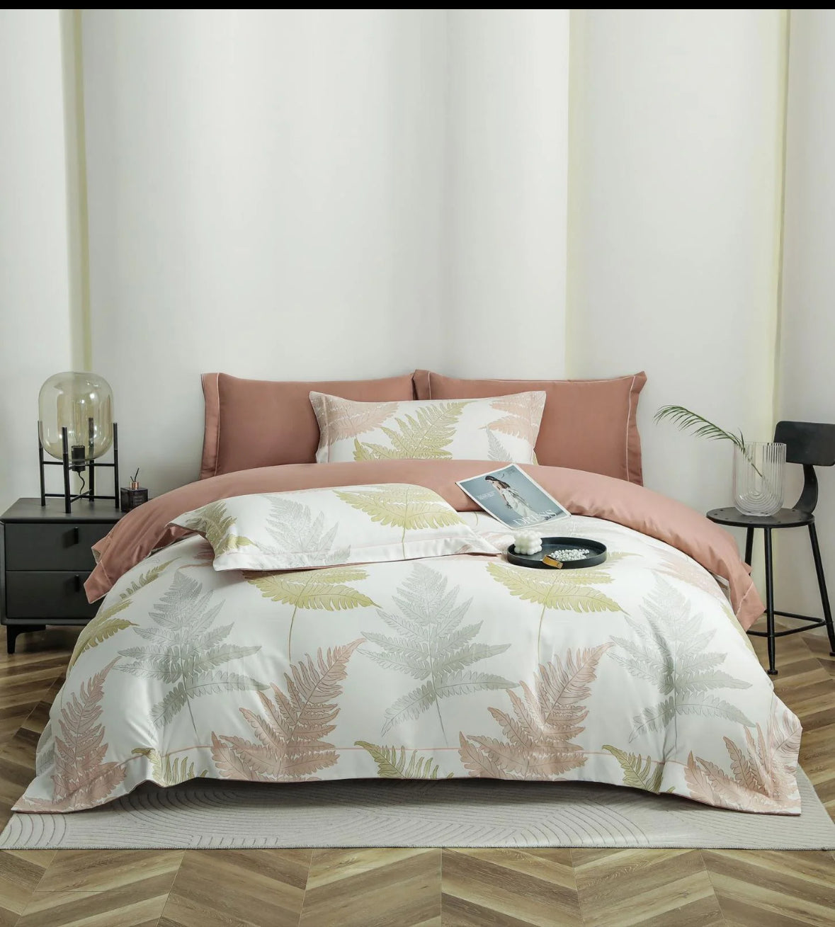 Frunze de feriga-Set Lenjerie de Pat 6 Piese Moale si Confortabil