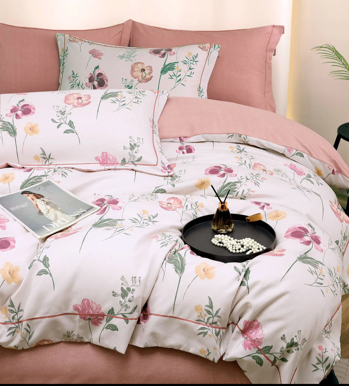 Accente Florale-Set Lenjerie Premium 6 Piese Moale si Confortabil