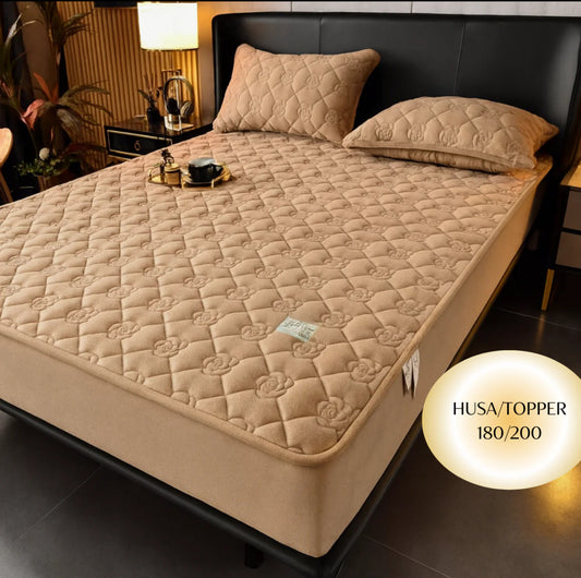 Topper 180/200 pentru saltea cu elastic,+2 fete de perna