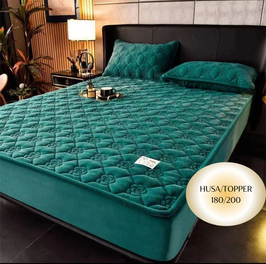 Topper 180/200 pentru saltea cu elastic,+2 fete de perna