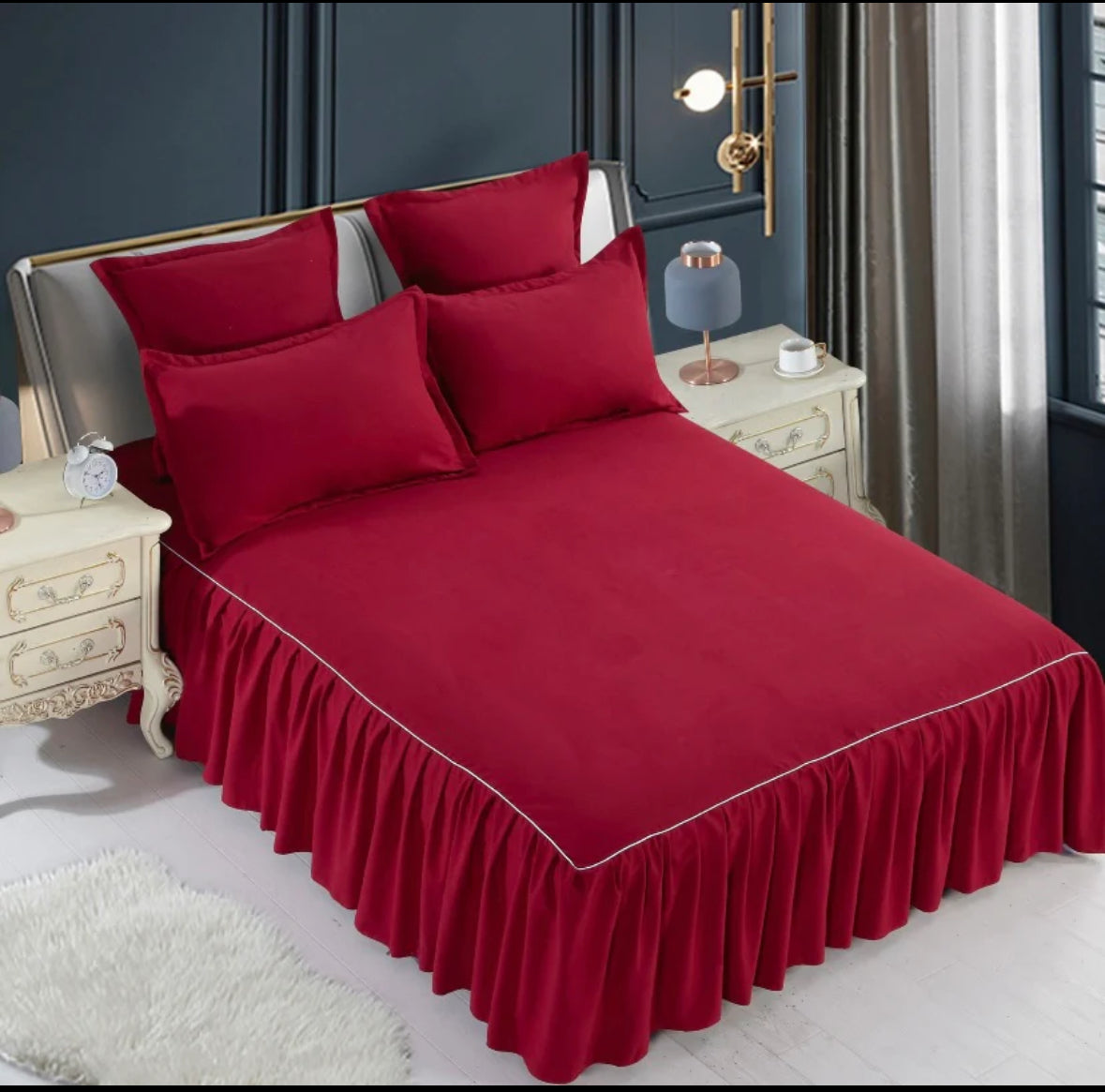 Lenjerie din Bumbac Fin 6 Piese cu volane