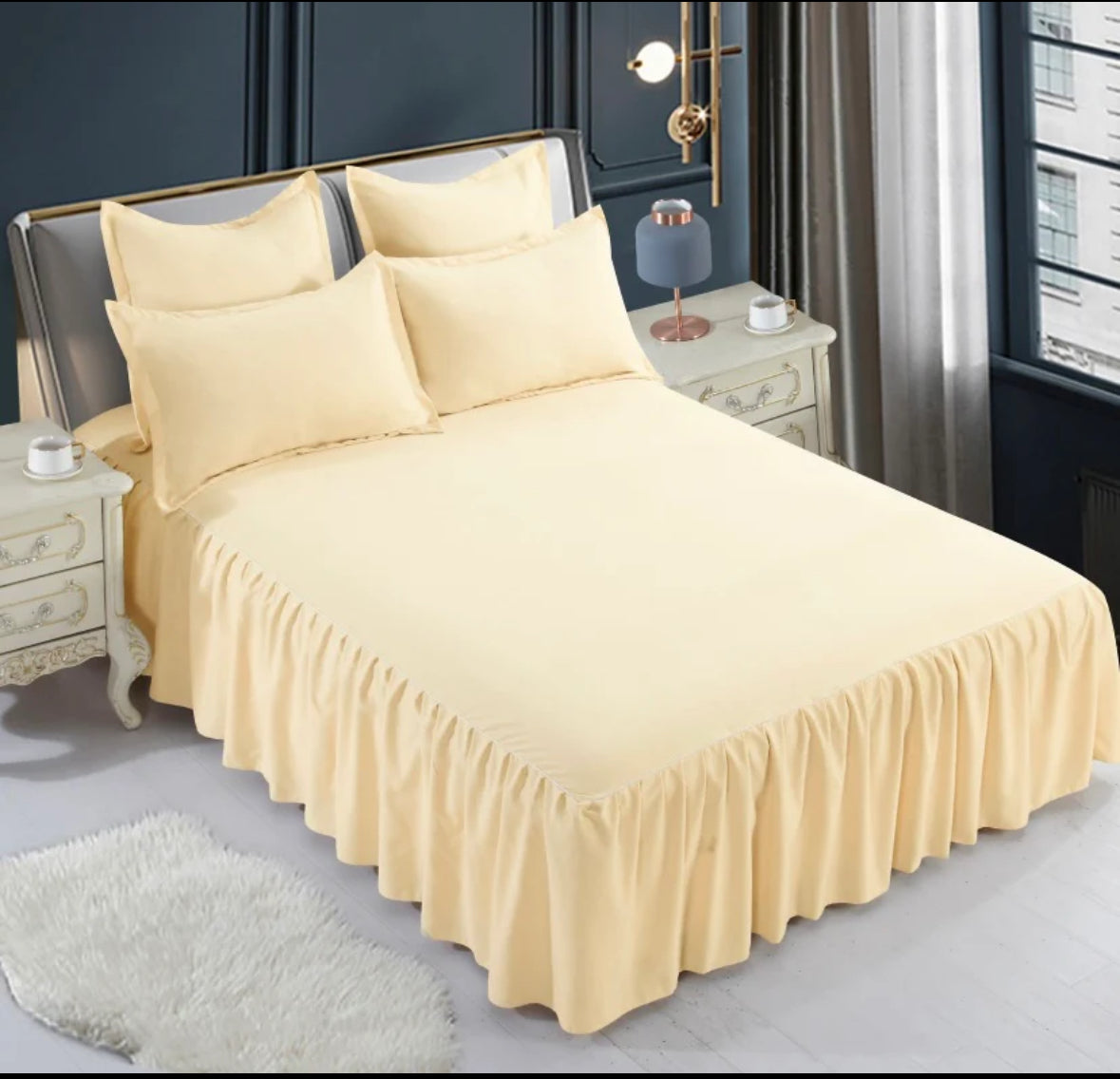 Lenjerie din Bumbac Fin 6 Piese cu volane