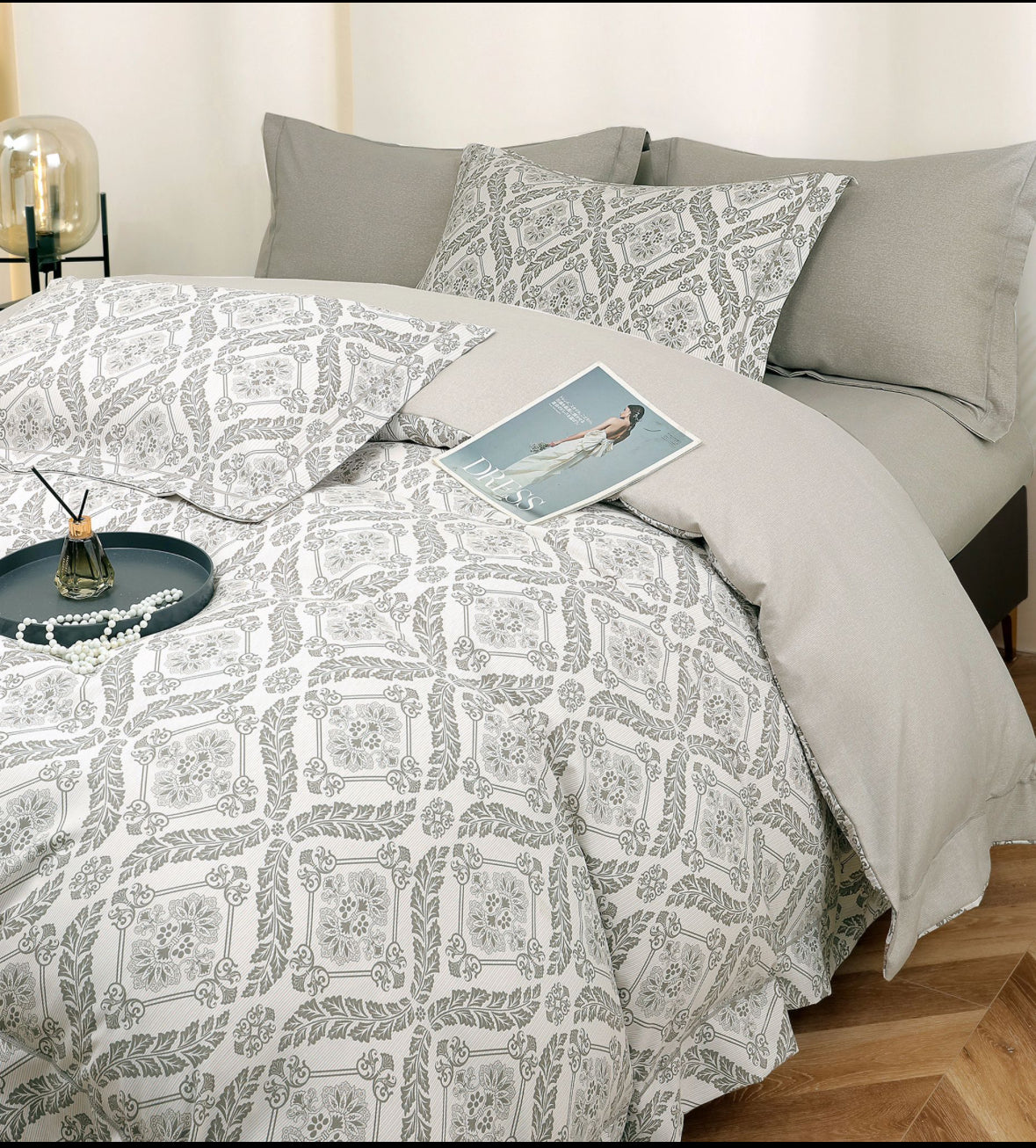 Eleganta atemporala-Set Lenjerie de Pat 6 Piese Moale si Confortabil