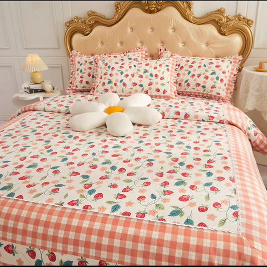 Lenjerie din Bumbac Fin 4 Piese cu volane