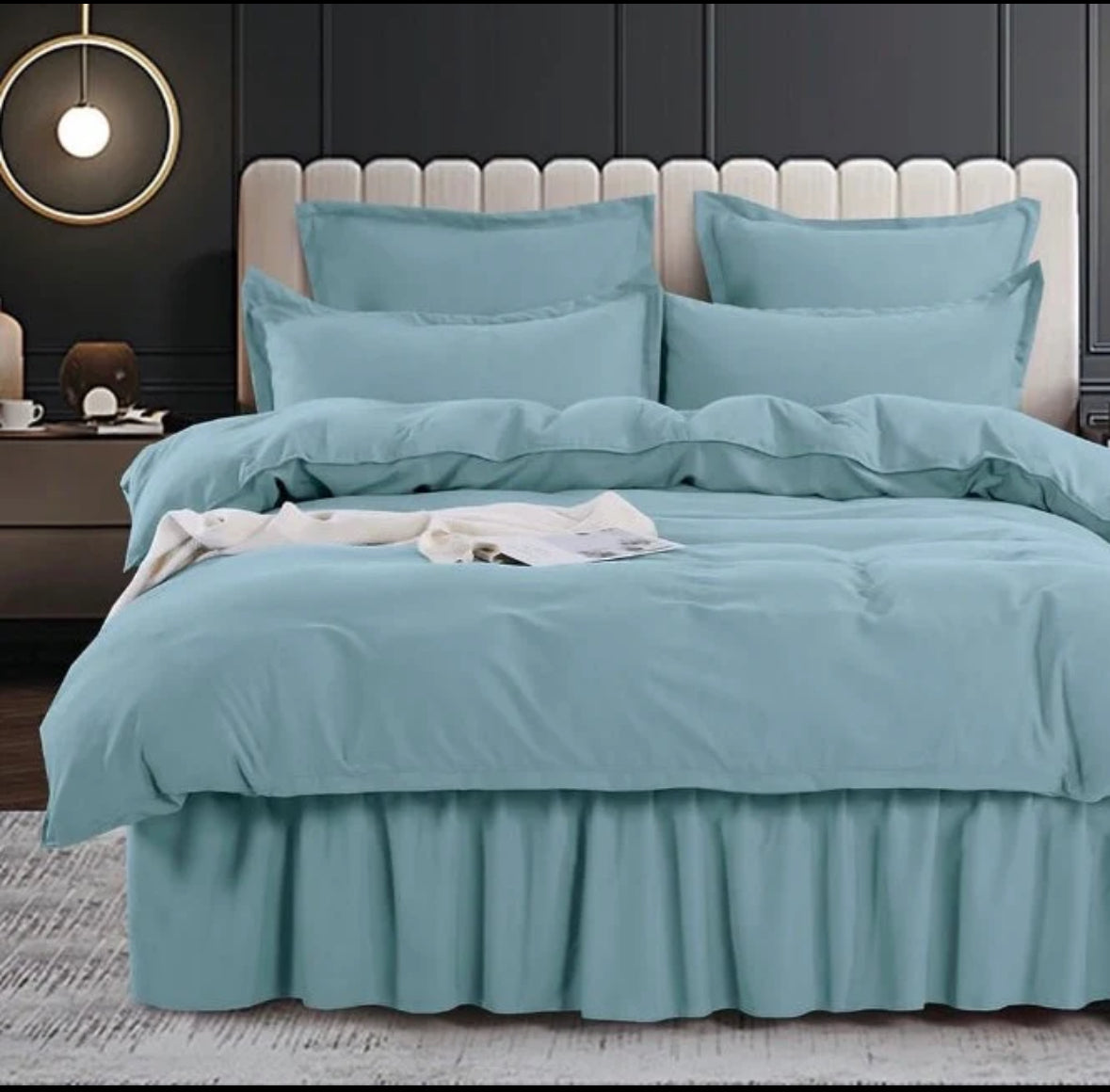 Lenjerie din Bumbac Fin 6 Piese cu volane