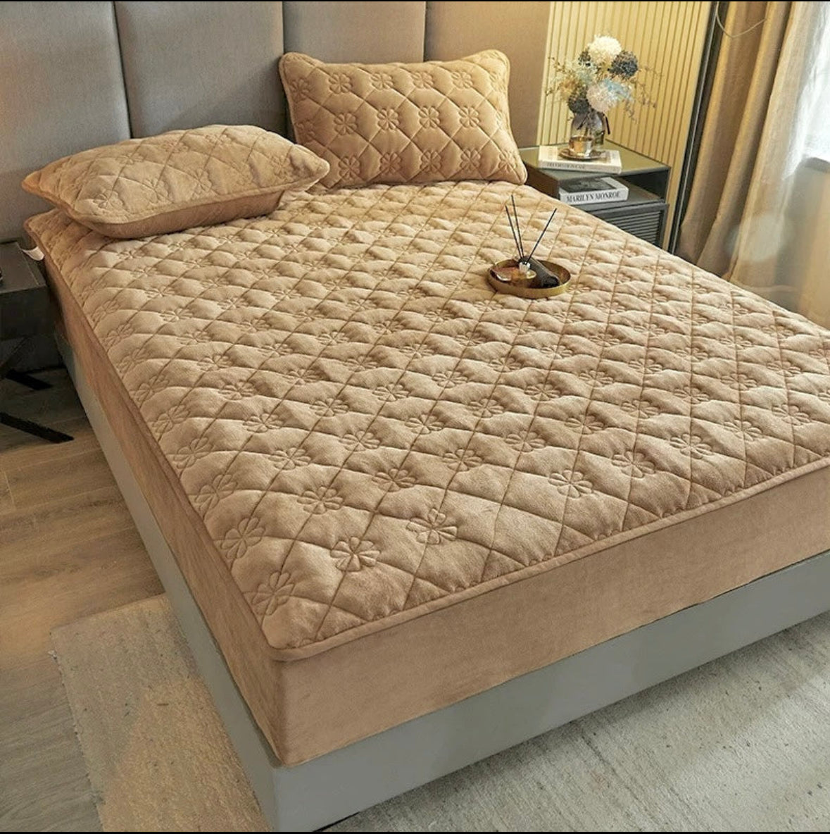 Topper 160/200 pentru saltea cu elastic,+2 fete de perna